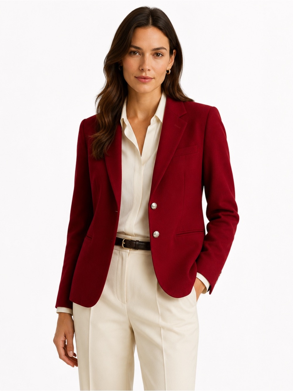 RALPH LAUREN Burgundy Red Wool Blazer 10P Made in USA Career Jacket Old Money